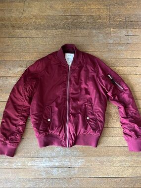 Bershka Burgundy Bomber Jacket